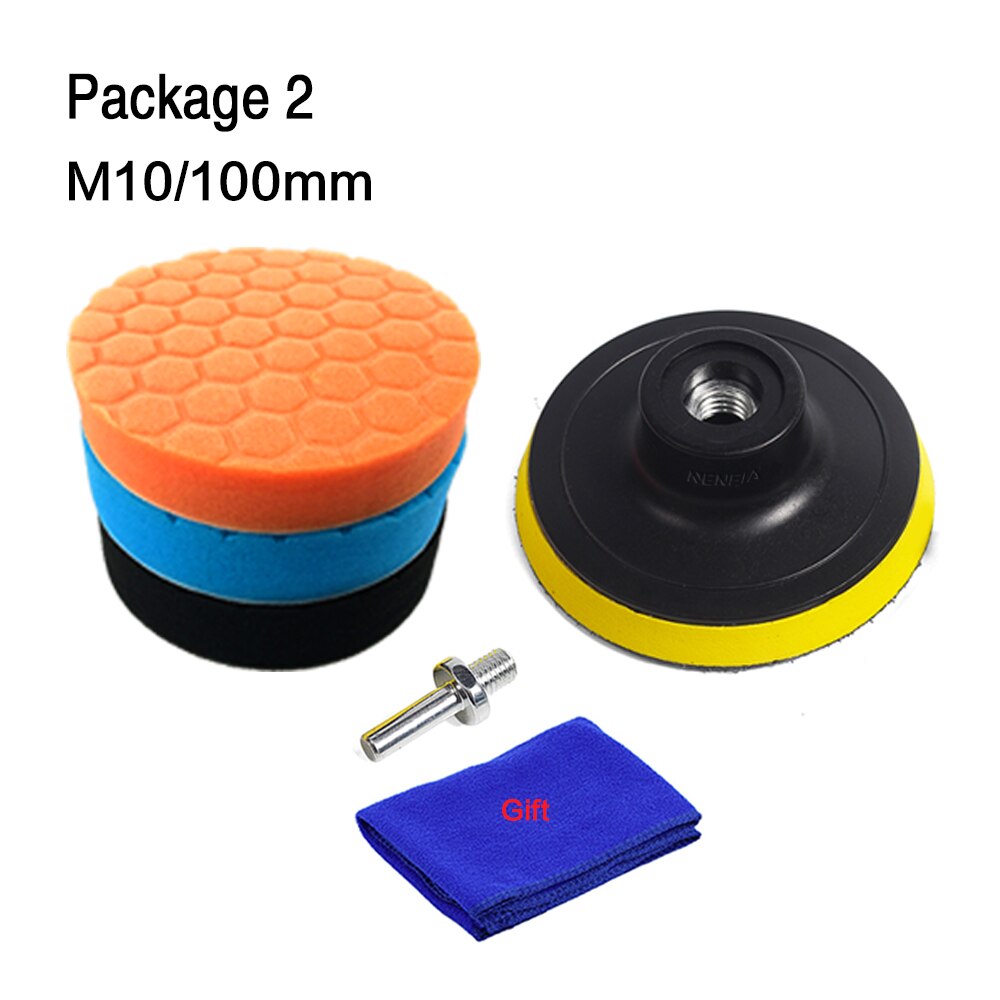 Kit de tampons de polissage de voiture, hexagonaux, 3 pièces, éponge à disque de polissage pour polisseuse de voiture 3/4/5/6 pouces: 4 inch