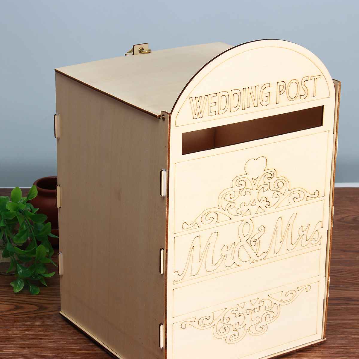 DIY Wooden Wedding Supply Mailbox Royal Mail Style Ornaments Wedding Retirement Party Post Box Plywood Card Boxes With Lock Key