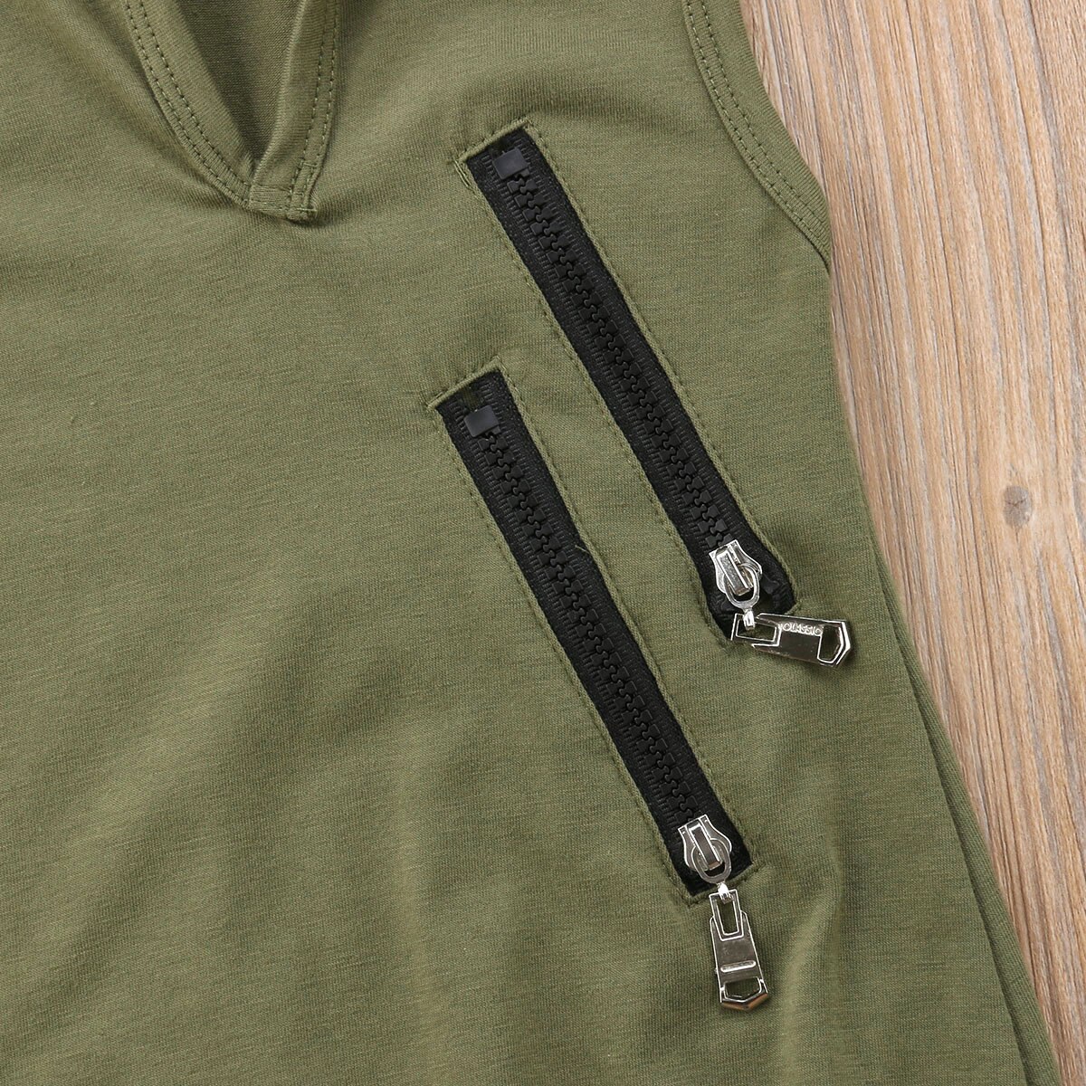 Army Green Newborn Baby Boy Girl Sleeveless Hooded Romper Jumpsuit Loose Outfits Baby Clothes