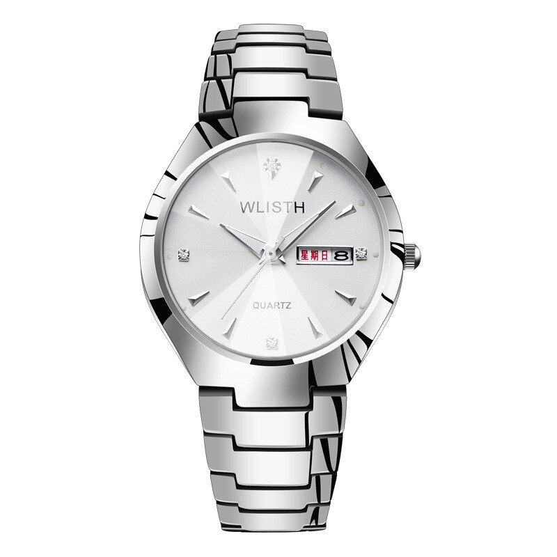 Lover Horloges Paar Horloge Goud Heren Staal Quartz Dubbele Kalender Lichtgevende Waterdichte Mode Horloge Cadeau Voor Meisje: Men 5