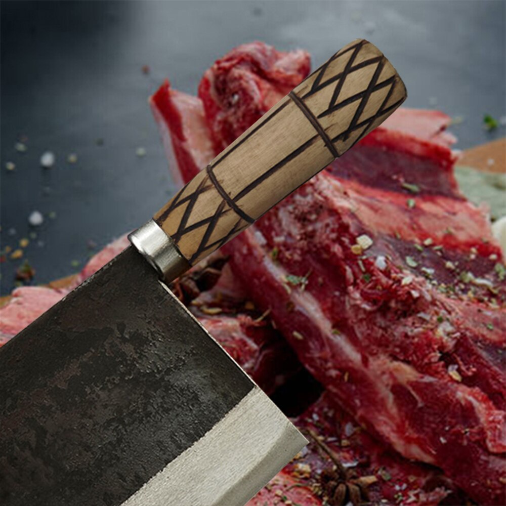 Handmade Forged Butcher Knife High Carbon Steel Chinese Knife Meat Cleaver Kitchen Knives