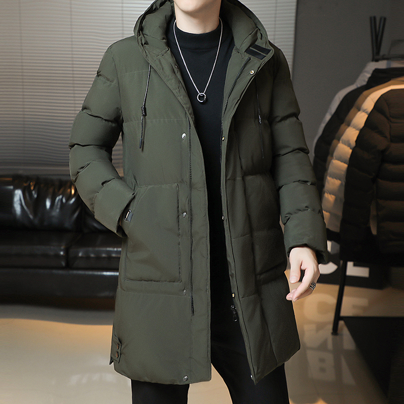 Manteau mi-long en coton épais pour homme, vêtement à la , Version coréenne, , populaire, hiver: XL(62.5-70)KG / vert militaire