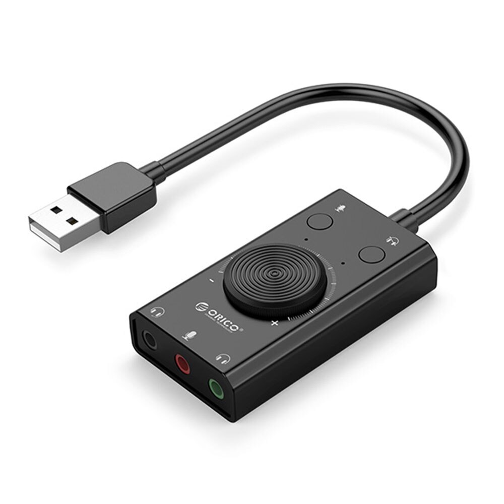 Willkey Portable USB External Sound Card Microphone Earphone 2 In 1 With 3 Port Output Volume Adjustable For Windows Mac Linux