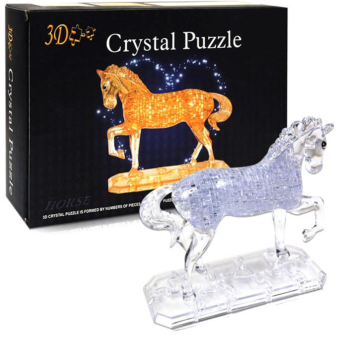 3d stereo plast samling puslespil pædagogisk legetøj krystal hest