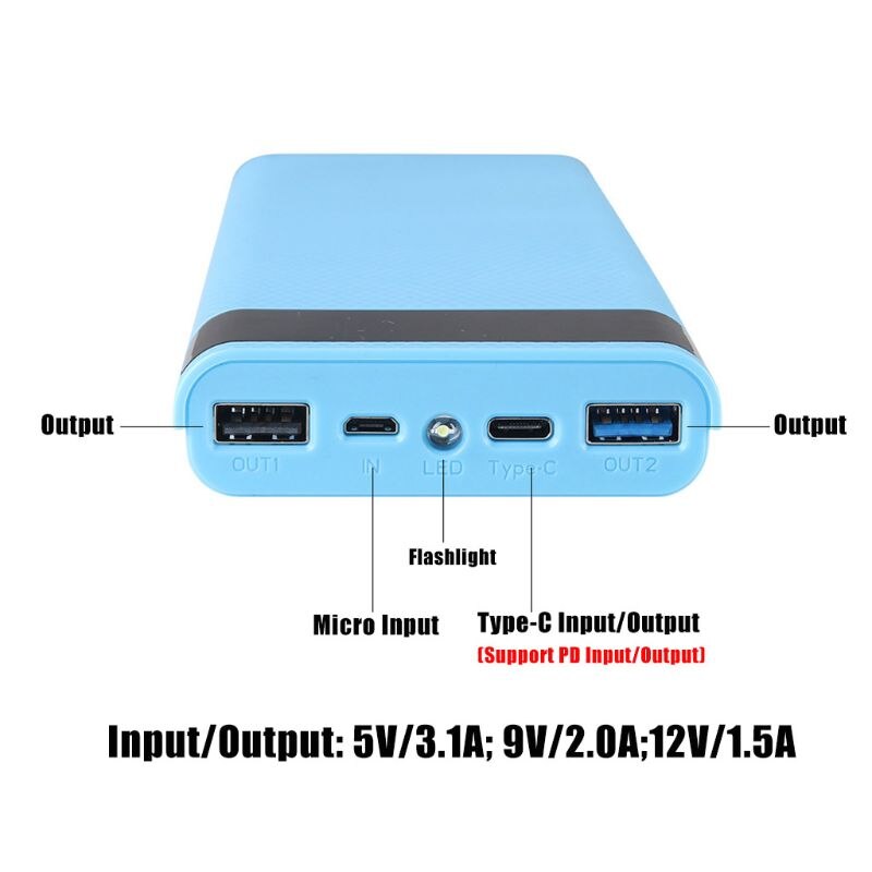 QC3.0/5V double USB 10*18650 housse de batterie portative avec écran d'affichage numérique chargeur de téléphone portable support de batterie boîte de charge