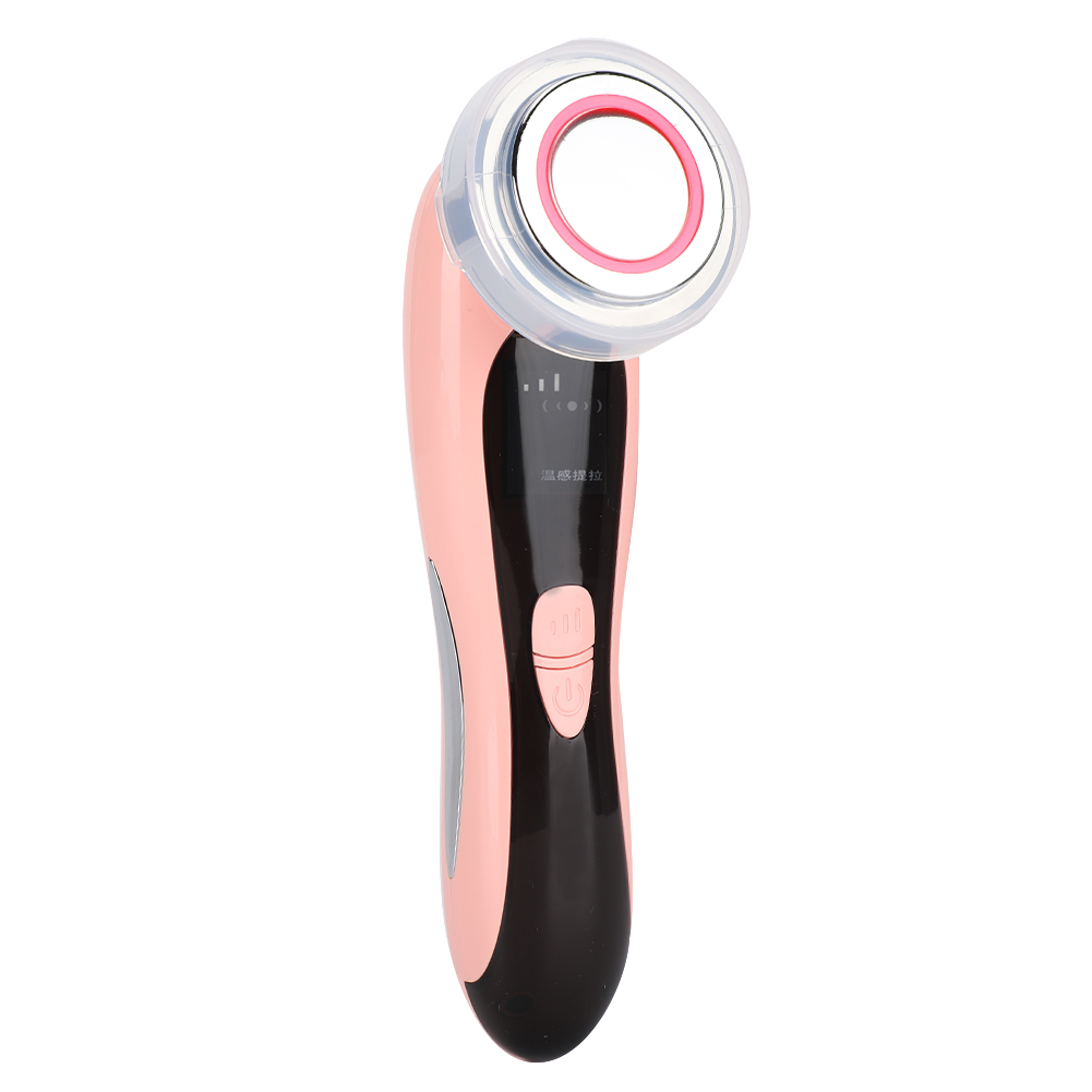 Ion led fotonterapi ansigtsløftning opstrammende porerens øjenpleje rødt lys hudforyngelse massageinstrument (pink)