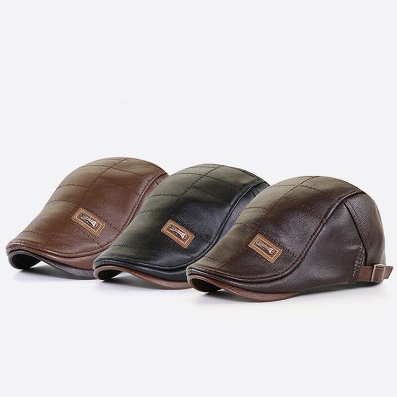 Xdanqinx vinter herrmössa sammet varma basker pu läder vinterhattar för män chapeau justerbar storlek casual märken keps pappas hatt