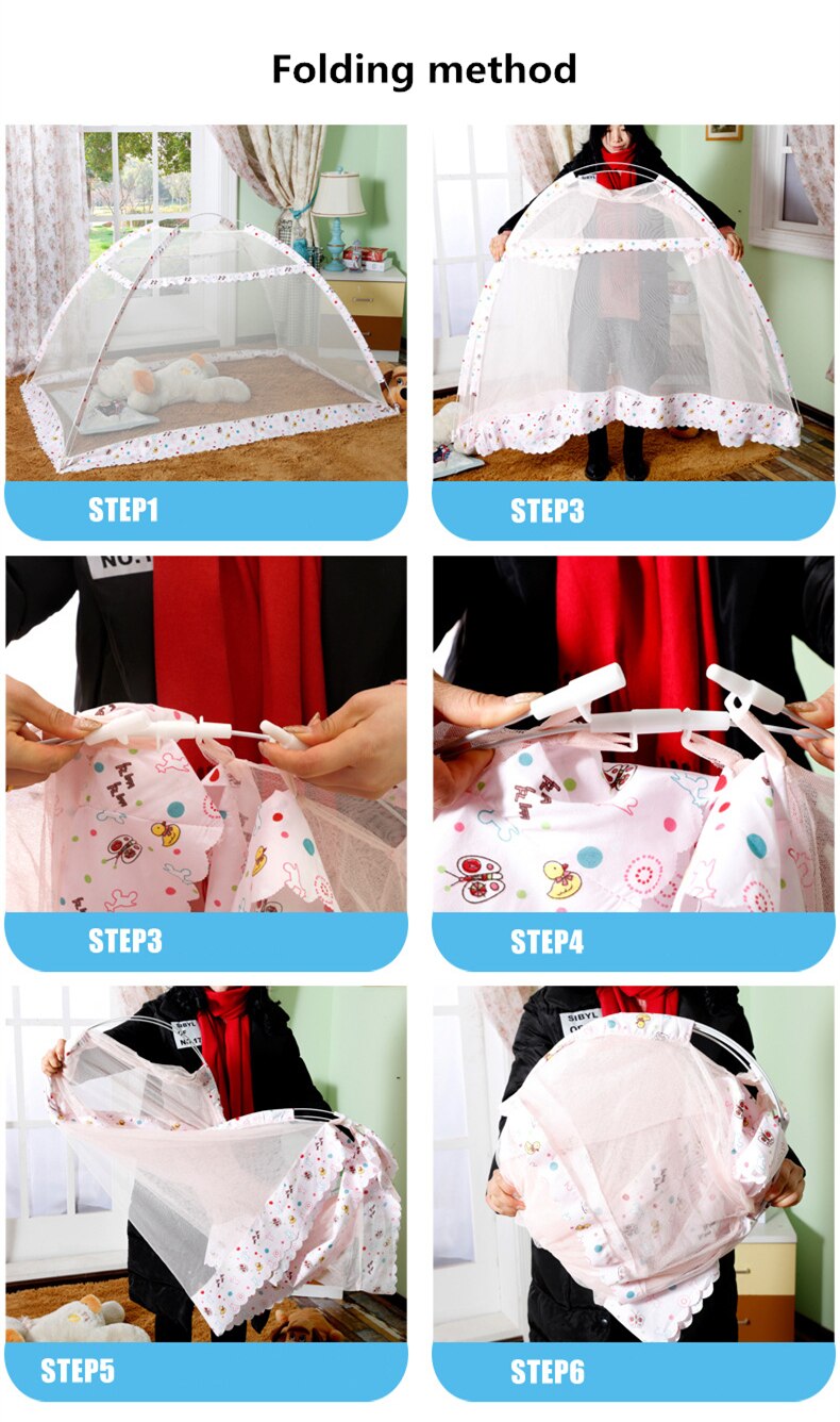 Travel Portable Baby Crib Netting Polyester Mesh Folding Baby Mosquito Nets Summer Bottomless Baby Infant Sleeping Mosquito Net