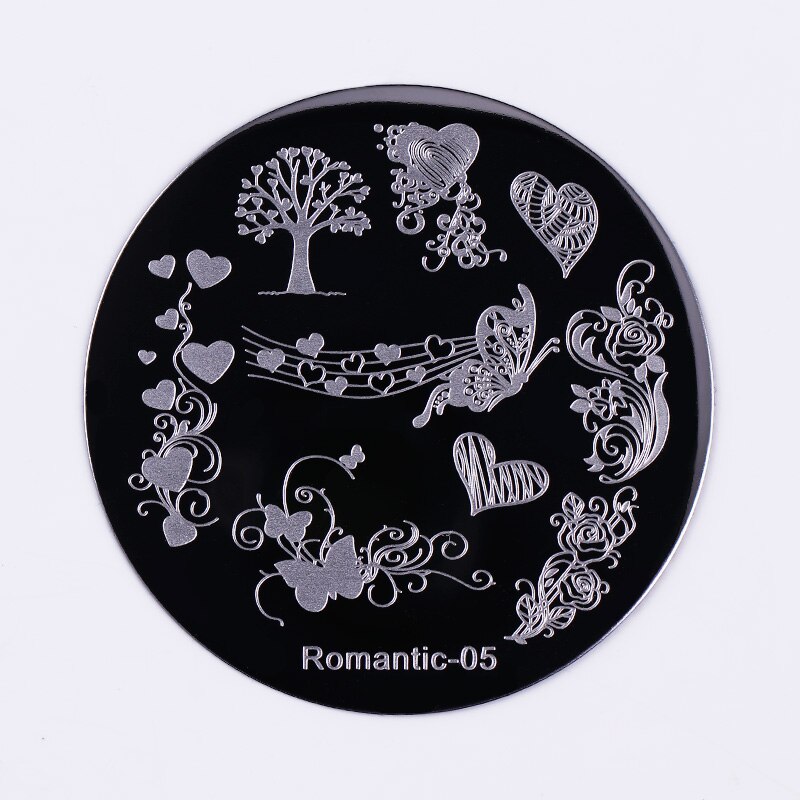 NICOLE DAGBOEK Vlinder Liefde Ronde Stempelen Plaat Valentine Series Hart Boom Nail Art Image Plate Romantische-05
