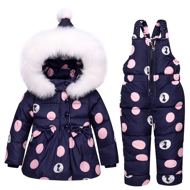 Baby Clothes Girls Down Coat Suit Children Warm Toddler Snowsuit Outerwear + Romper Clothing Set Russian Children Winter Overall