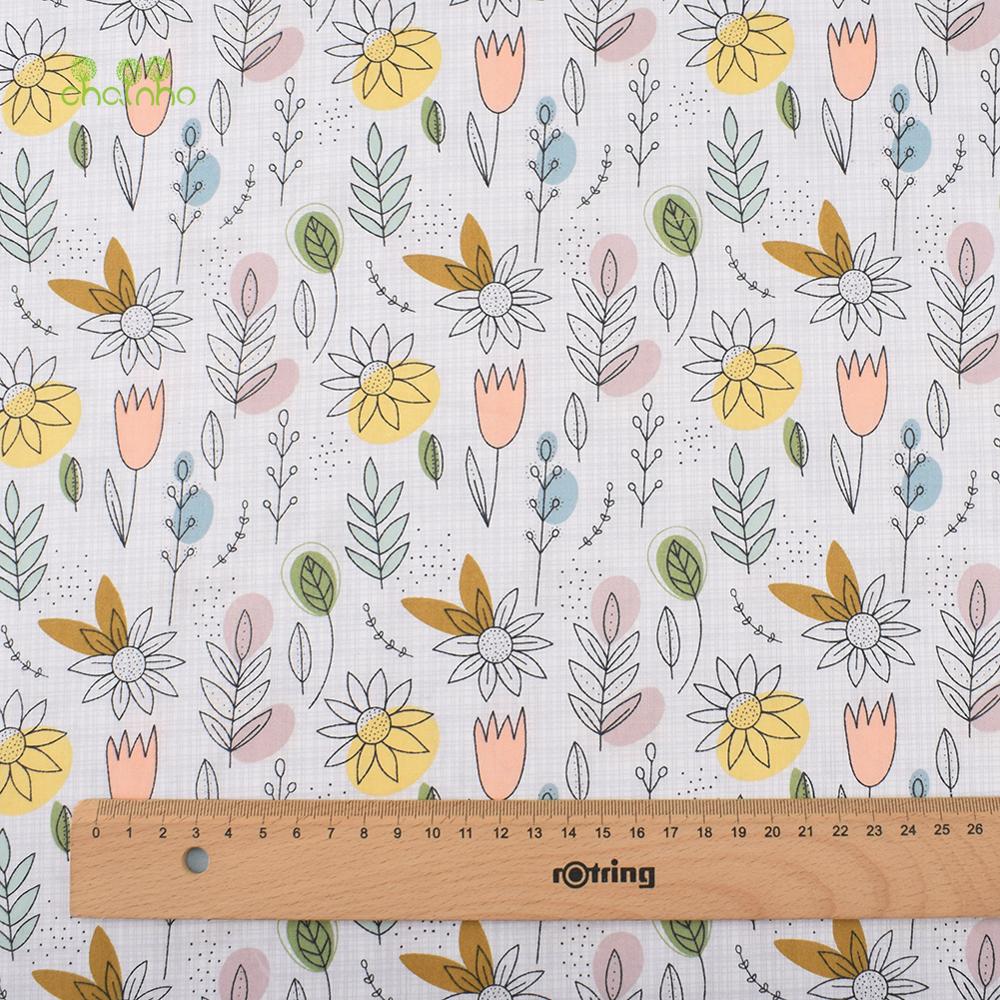 Chainho, Grijs Bloemen Serie, Gedrukt Twill Katoen Stof, patchwork Doek Voor Diy Naaien Quilten Baby & Kind Materiaal, 100x160cm