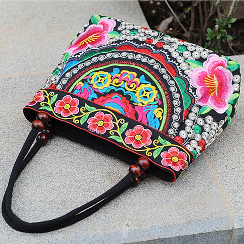 Ethnic Style Embroidered Bag Fashionable Handbag Retro Canvas Bag All-match Shoulder Bags Outdoor Personality Floral Women's Bag