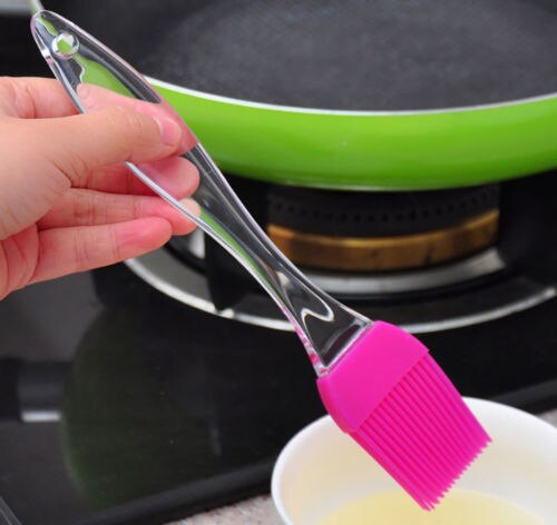 BBQ Basting Sauce Brush Silicone Pastry Brush Baking BBQ Basting Brush Baking oil Brush Clear Handle Random Color