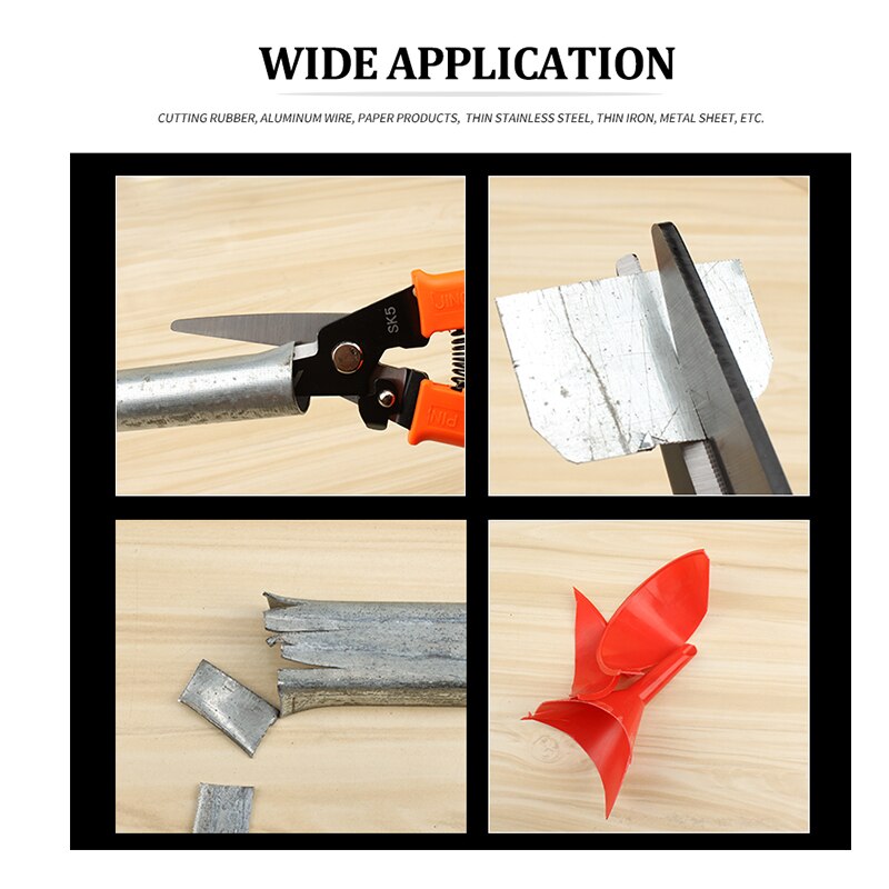 8 Inch Straight/Bent Tin Snips Shearing Scissors For Cutting Thin Metal Stainless Steel Multi-functional Hand Tool