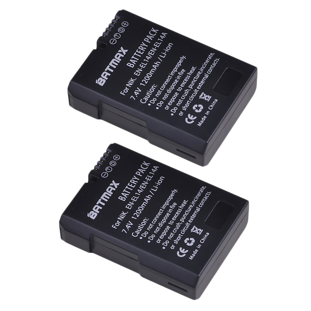 2 batteries ENEL14 EN EL14 a + LCD, double chargeur USB pour Nikon D3100 D3200 D3300 D5100 D5200 D5300 P7000: 2 Battery