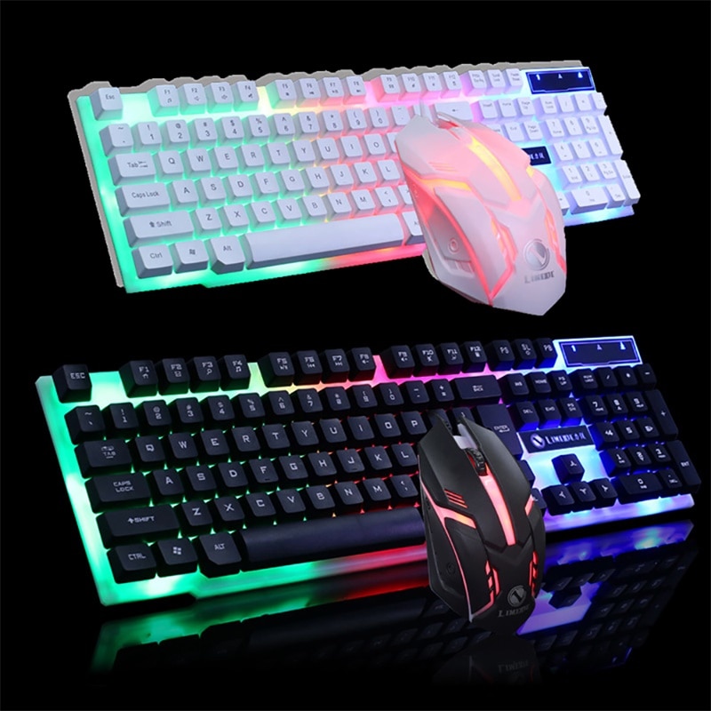 Willkey Gaming Keyboard RGB Backlit Keyboard With Gaming Mouse Set Russian Keyboard Mouse Gamer Kit For Computer Game PC Laptop