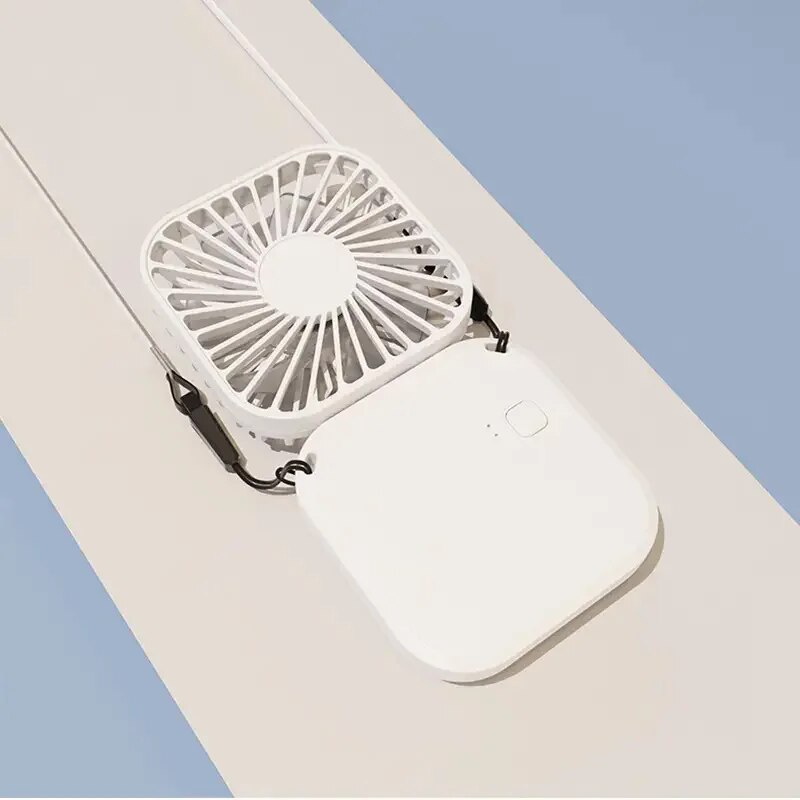 Mini Folding Hanging Neck Fan Foldable Hanging Neck Fan Mini Folding Personal Fan, 3 Speeds USB Charging For Travel Indoor And O: WHITE