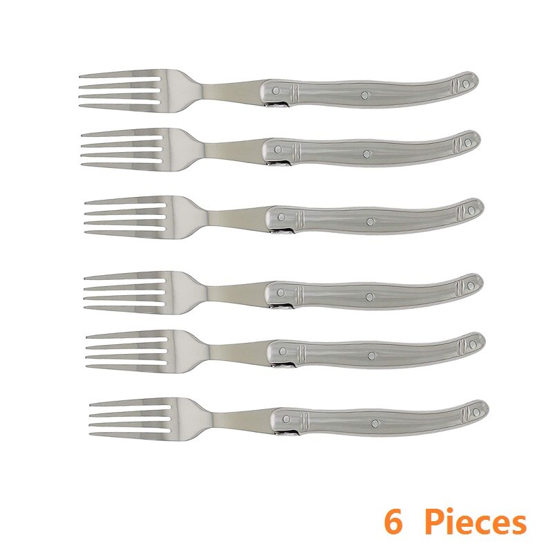 Laguiole Stainless Steel Steak Forks set Silver Dinner Fork Tableware Hollow Handle Cutlery Silverware 2/4/6/10pcs 9inch: 6pcs