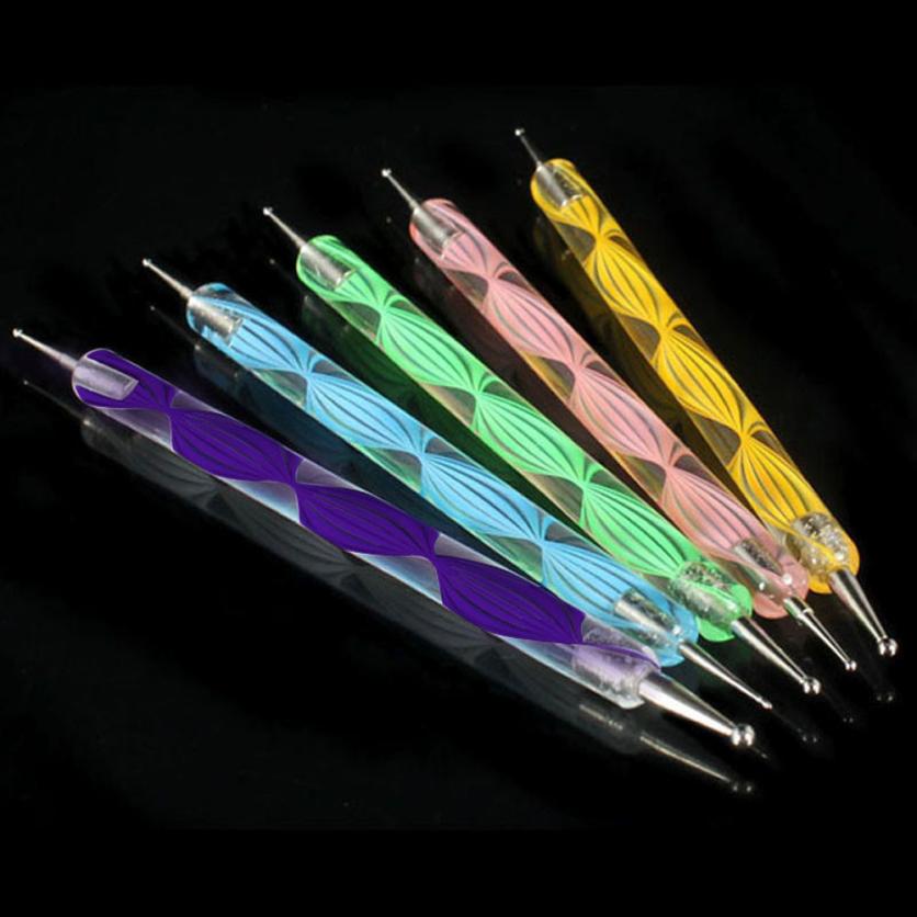 5 stuks veelkleurige dubbelzijdige nail art dotting/marmering tools kunnen gebruikt worden op natuurlijke nagels, nepnagels en acrylnagels 2018