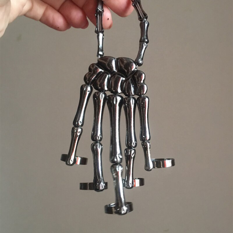 Bracelet d'Halloween de Style Gothique Punk, Accessoire à Main Crâne Squelette, Élastique et Ajustable, Accessoires de Fête, pour Femme