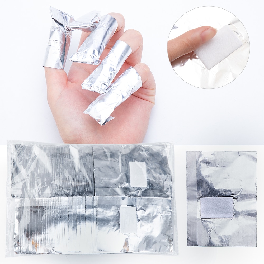 50/100 stk aluminiumsfoliefjerner omslag neglelakfjerner bomuldsservietter suge af akryl uv gelfjerner rensepapir