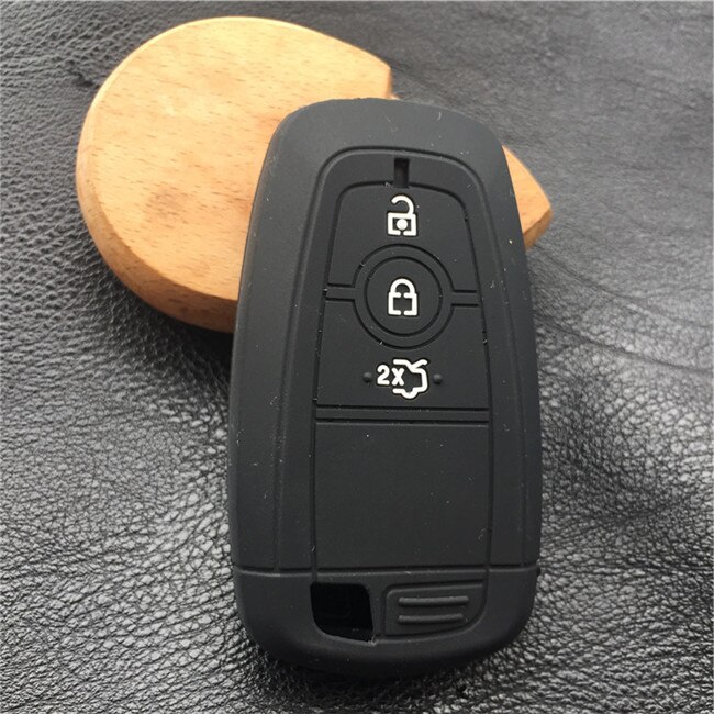 Silikonikuminen auton avainkotelo ford mondeo mkc mkx mkz lincoln continental focus edge kuga eco sport 3 4 nappiavain: 3 painiketta musta