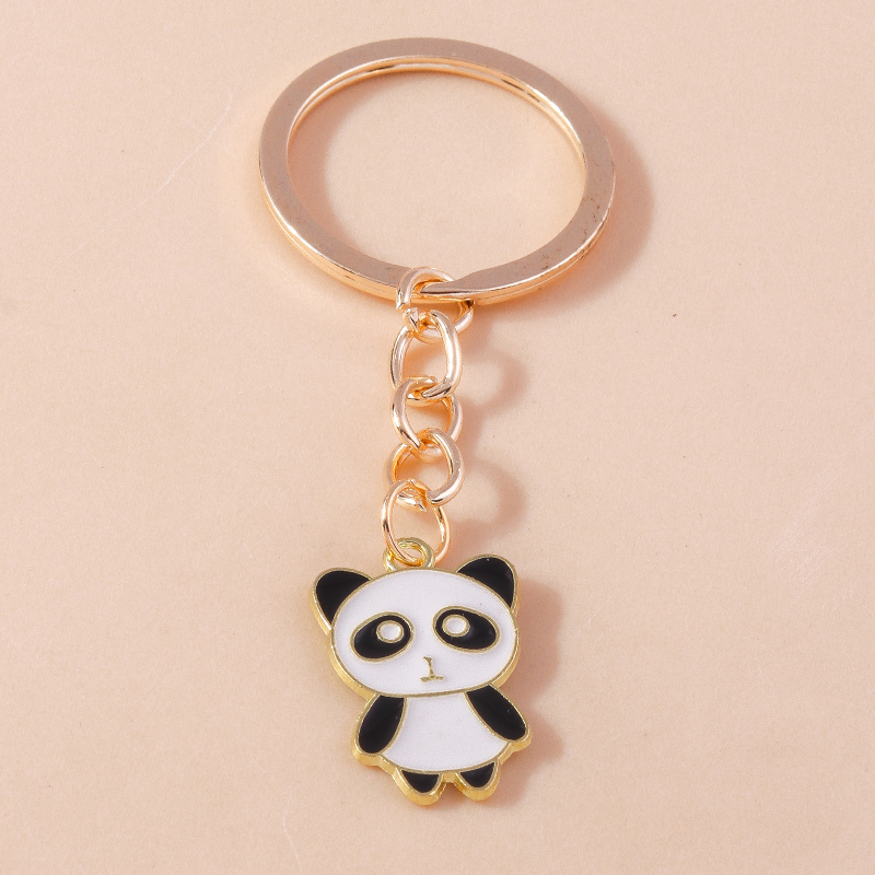Mooie Email Panda Sleutelhanger Dier Sleutelhanger Voor Mannen Vrouwen Sleutelhanger Handtas Hangers Charme Diy Kid 'S Sieraden: Black