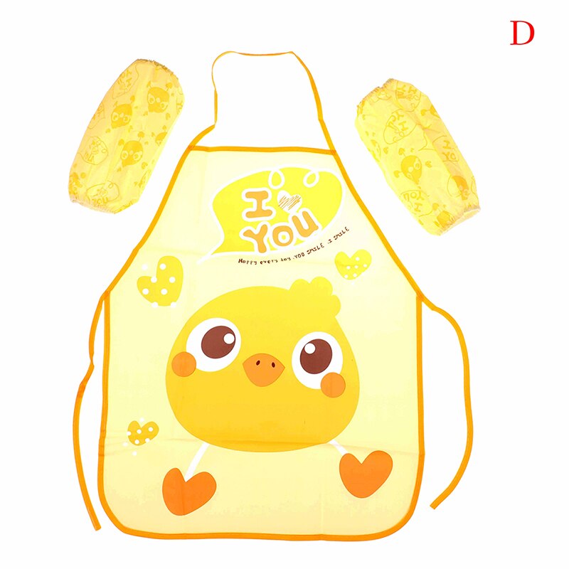 Cartoon kind schilderij schort kinderen beschermende mouwen zak kleuterschool keuken schilderen koken drinken enfant tafelschorten: Kip