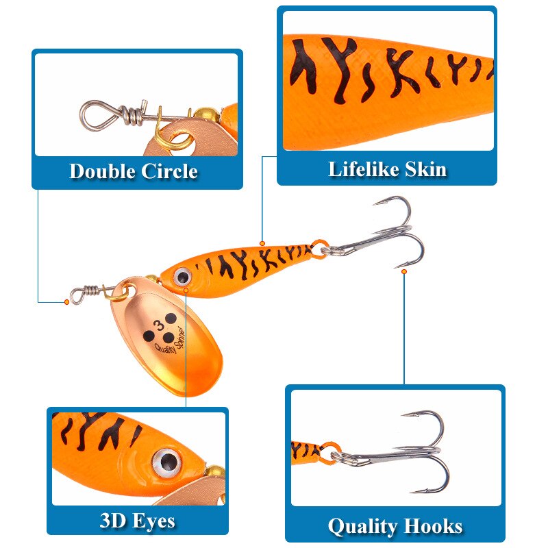 Cuillères à leurres de pêche à la traîne, appâts ménés de type cuillère, Wobbler en métal pour la truite, Wobbler, truite, 11G 15G 20G