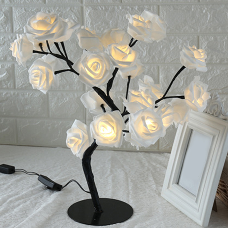 Lámpara de mesa con forma de rosa con flores y árbol de rosas para sala de estar y dormitorio SKD88: 7