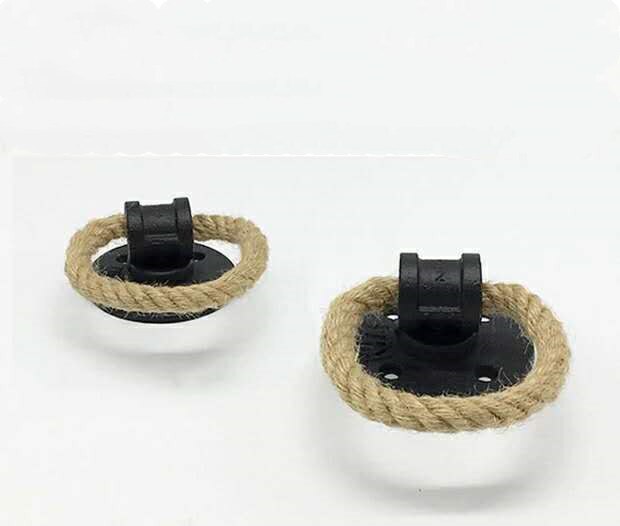 Boutons de tiroir Vintage en corde de chanvre, anneau de 1.26 pouces, noir Bronze, poignée de placard, quincaillerie de meubles, anneau de traction