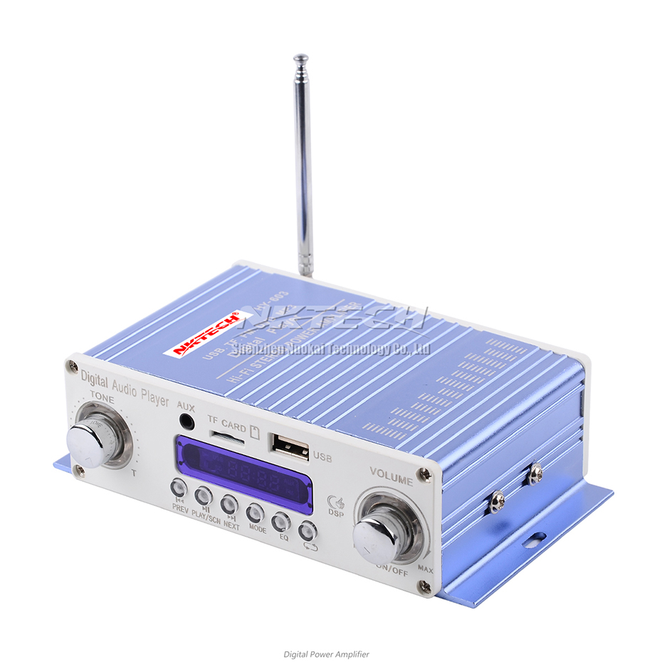 NKTECH HY-603 Car Digital Player Audio Power Amplifier MINI DIY 2CH 20W RMS HiFi Stereo AUX TF USB FM DVD MP3 Remote Controller