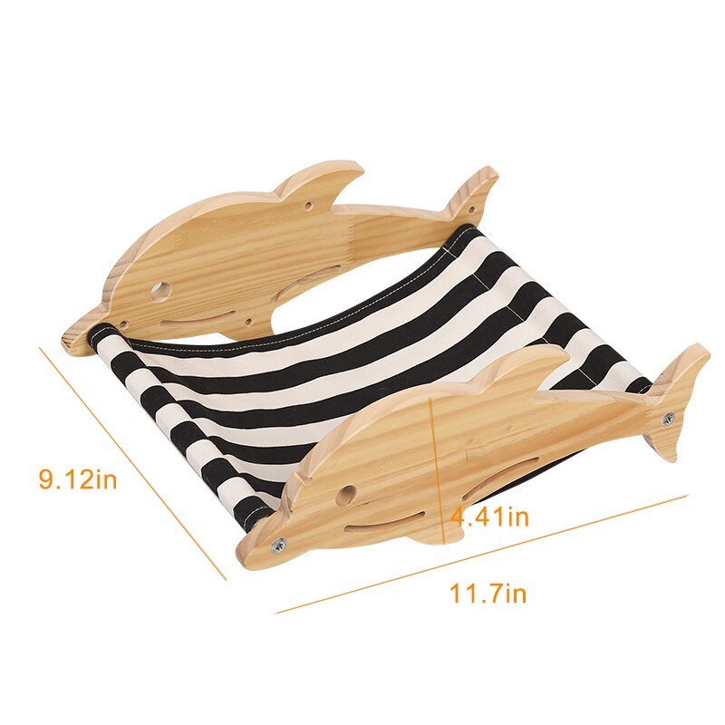 Kattehengekødu veggmontert katt klatrehylle firetrinns kattetrapp til klatring sove leke slappe sitte sitte kattemøbler: Delfin hengekødu