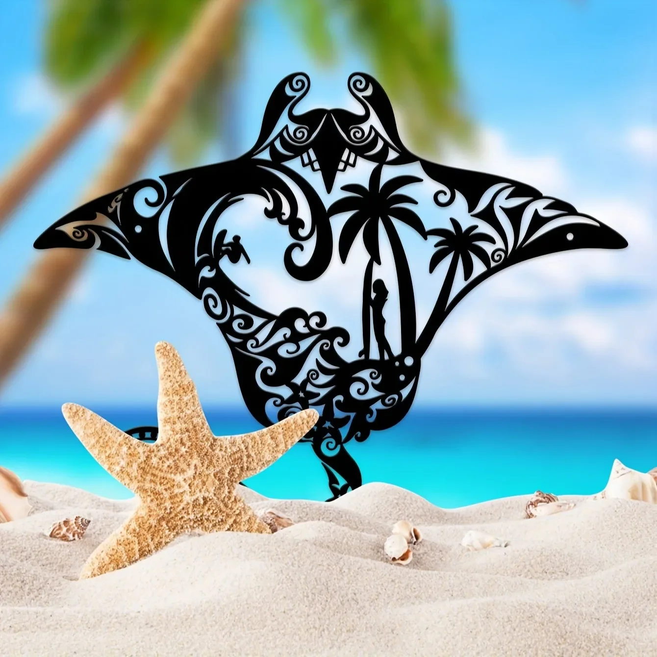 Coastal Charm Metal Manta Ray Wall Art - Beach-The... – Grandado