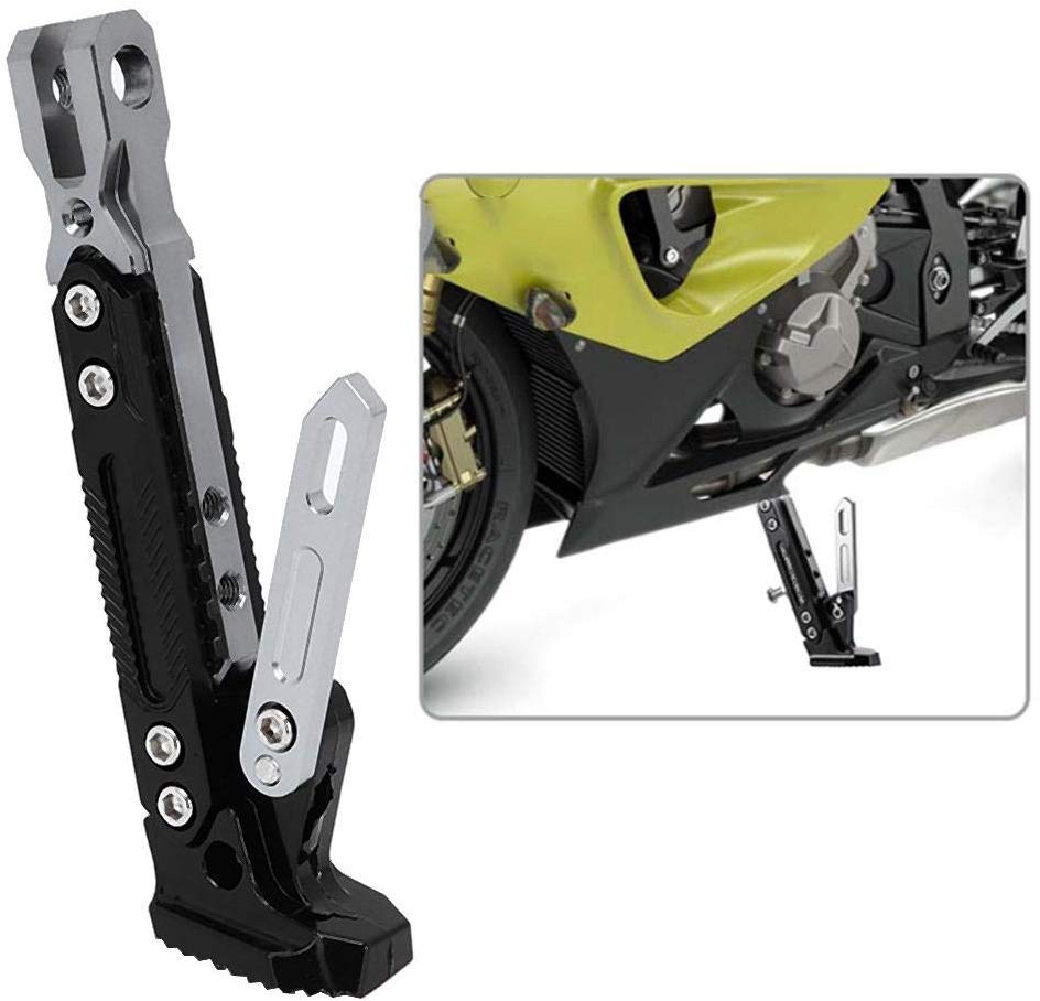 Motorcykel justerbar kickstand cnc aluminiumslegering universal fod sidestativ beskyttende støttebeslag