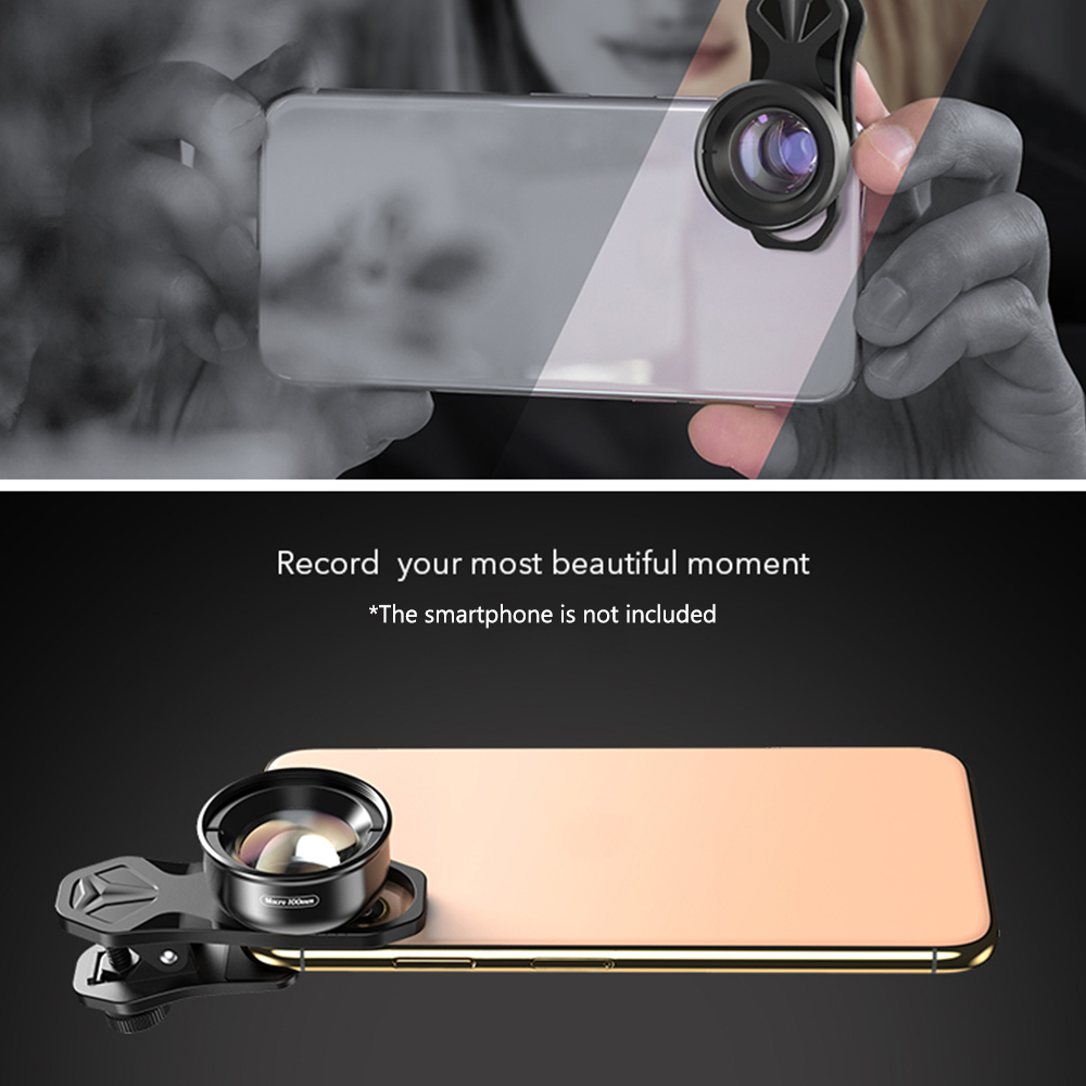 APEXEL APL-HB100mm Universal lente Macro 4K cámara de teléfono Lens Compatible con iPhone/11/XS Max/XR/X/8/8 Plus