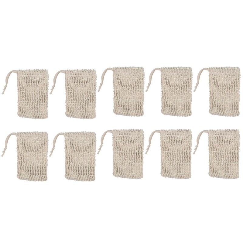 10 Pack Natuurlijke Sisal Zeep Tas Exfoliërende Zeep Saver Pouch Houder: Default Title