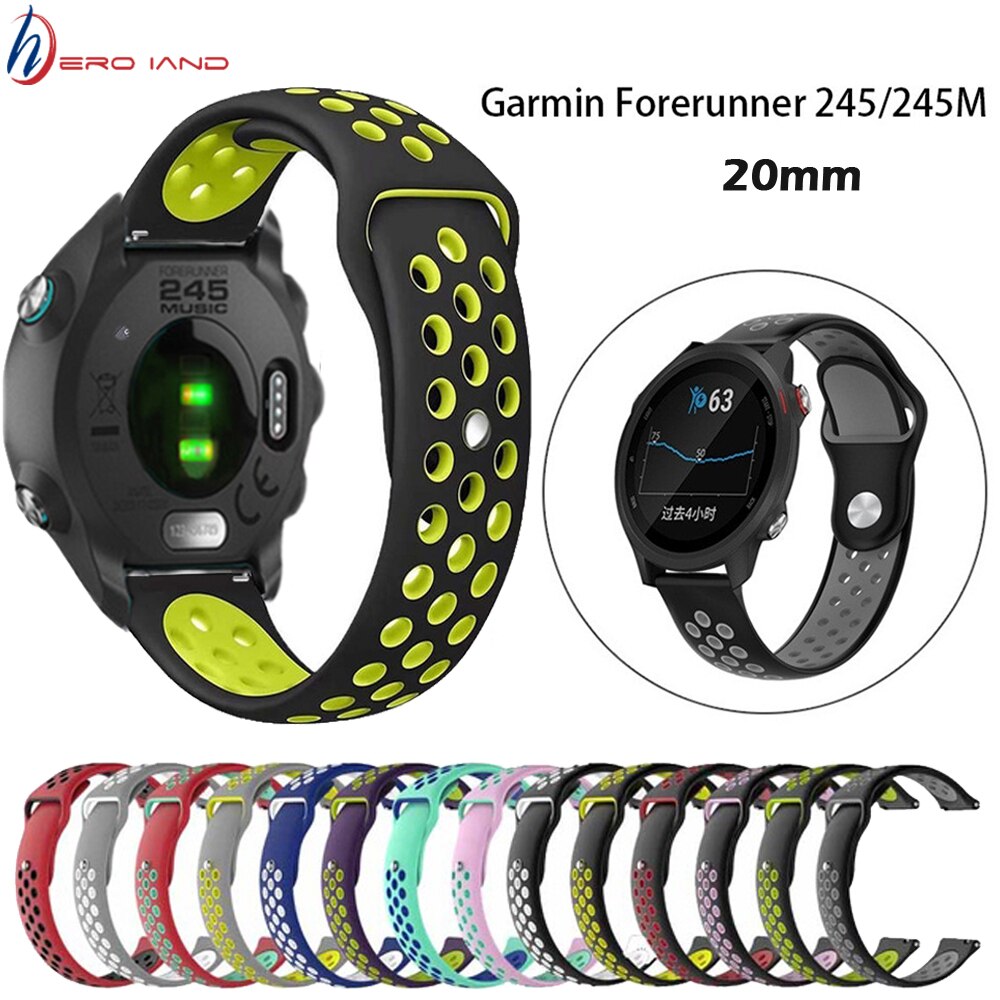 20mm Sport Siliconen Polsband voor Garmin Forerunner 245M Smart Horloge Polsbandjes Armband Voor Garmin Forerunner 645 245 band