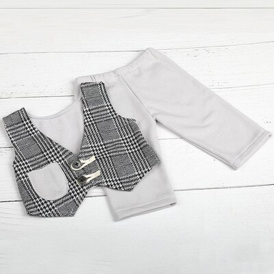 0-1M Neue Geboren Baby Kleidung Mädchen Jungen Hut Plaid Kostüm Wenig Gentleman Neugeborenen Fotografie Requisiten Foto Studio zubehör Hosen: 3