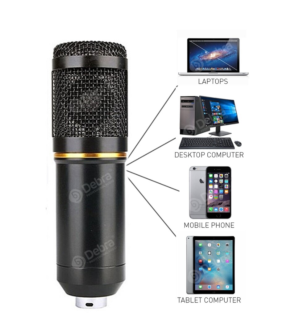 BM-800 studio condenser recording microphone, connected to computer,smart phone, for broadcast recording, live broadcast, etc.