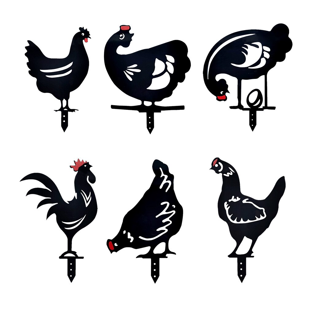 Garden Stake Chicken Shape Acrylic Yard Art Stake Waterproof Hollow Decoration Prop: 3