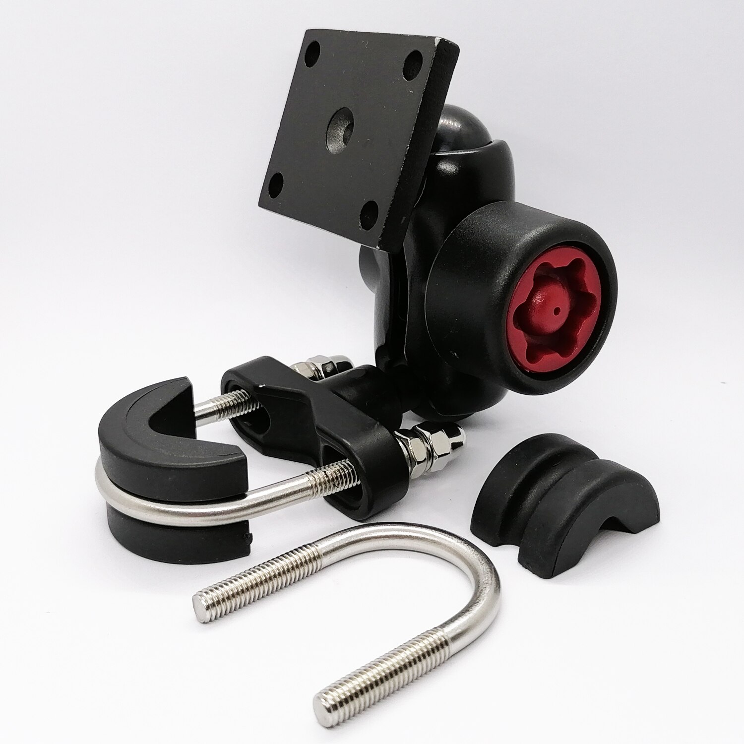 Heavy Duty Aluminum Alloy Motorcycle Handlebar Rail Mount for GPS with U Bolt Base 6 CM Double Socket Arm and AMPS Hole Pattern: With Lock