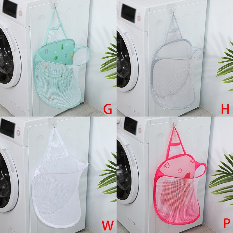 Small Hanging Laundry Net Laundry Hamper Kids Dirty Clothes Hanging Mesh Bathroom Storage Bag Clothes Organizer