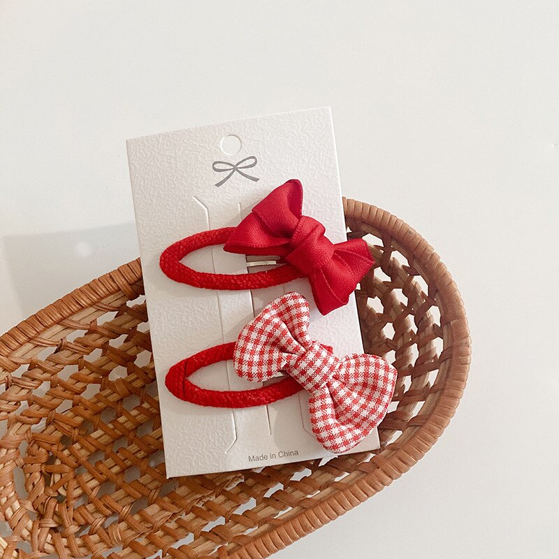 2 Stck/einstellen 2022 Baby Mädchen Haarnadeln Kawaii rot Bogen Blume Haar Clips Haar Zubehör Pro Kinder Kinder Barrettes Headwear: 2Stck 2