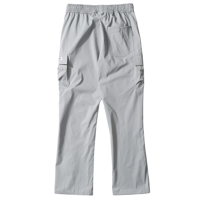 Pantalones Cargo reflectantes con cordón para hombre, ropa de calle, acampanados, de chándal, de gran tamaño
