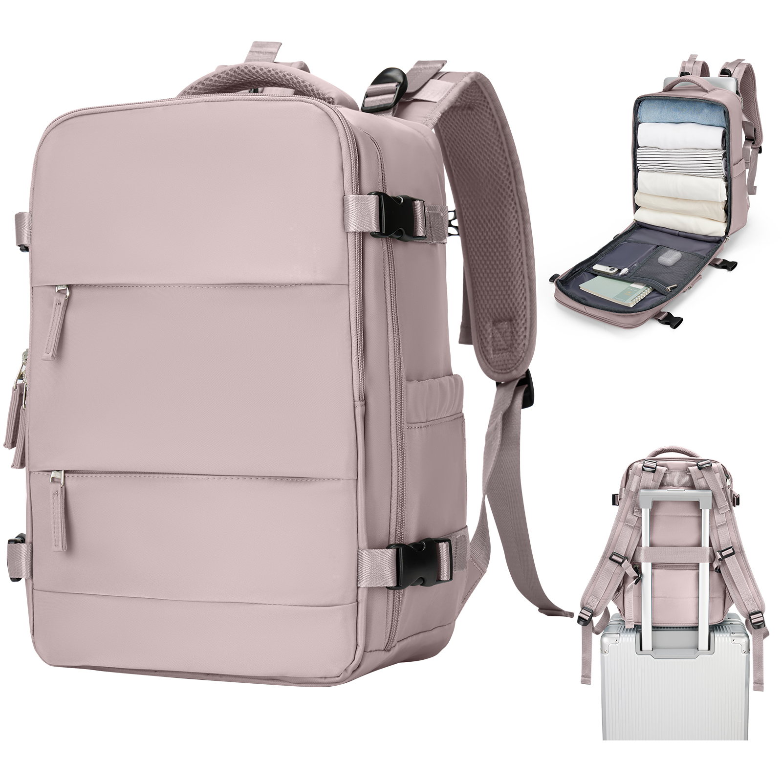 Reisrugzak Voor Dames Heren, 42X32X20, Rugzak Met Luchtvaartmaatschappij Goedgekeurd, Waterdichte Casual Laptop Rugzak Voor Universiteitszaken: Paars