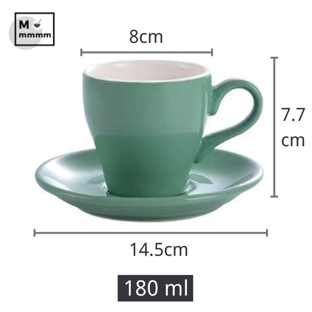 Bts-taza grande de cerámica para café, tazas de café con platillos, de Color sólido, para té, cambia de Color: sky blue