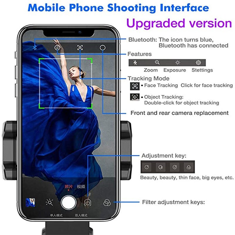 Trípodes para teléfono móvil soporte para teléfono móvil 360 ° rotación Auto cara objeto seguimiento teléfono Cámara soporte para teléfono Selfie Sticks Stand