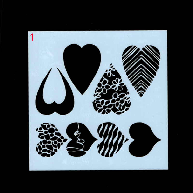 5pc Heart Pattern Stencil DIY Walls Layering Painting Template Decor Scrapbooking Embossing Album Office School Supplies 13cm