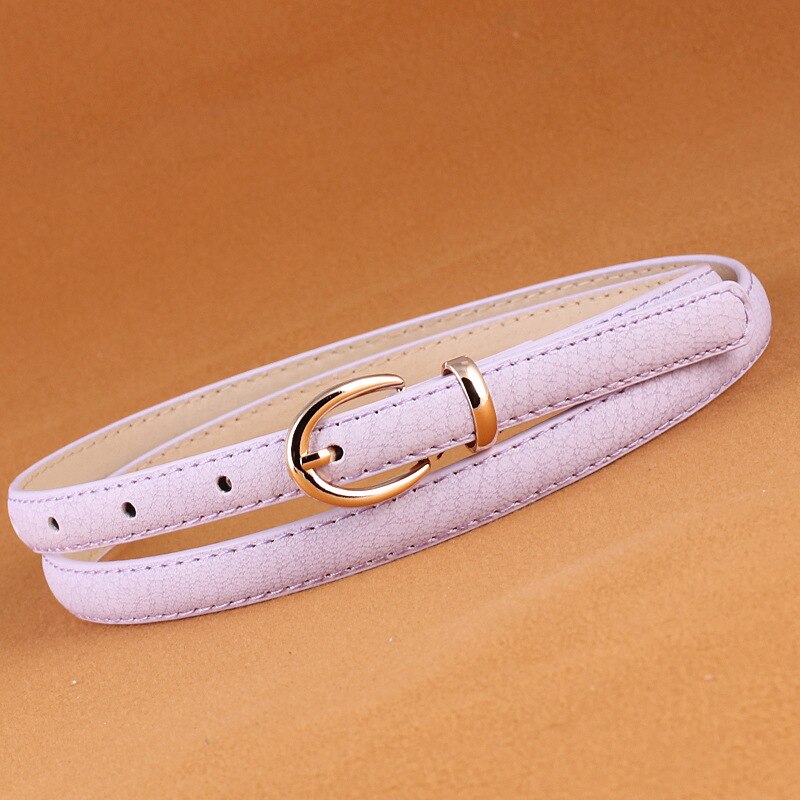 Female Leather Belt Metal Buckle Harajuku Candy Colors Girls Belt Skinny Thin Narrow Waistband for Women Dress Belts: lilac